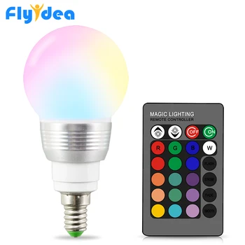 

E14 RGB Light Bulb 110V 220V holiday Dimmable Stage Light + 24key IR Remote Control 16 Color Magic LED Night Light Lamp