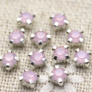 100 шт, 3,8 мм, разноцветные стразы из опала с серебряной основой, белые стразы из опала для украшения одежды - Цвет: pink opal