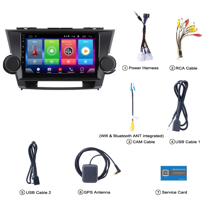 Best Car Android 8.1 Multimedia Player for TOYOTA Highlander 2009 GPS Navigation Device USB bluetooth steering wheel control support 1