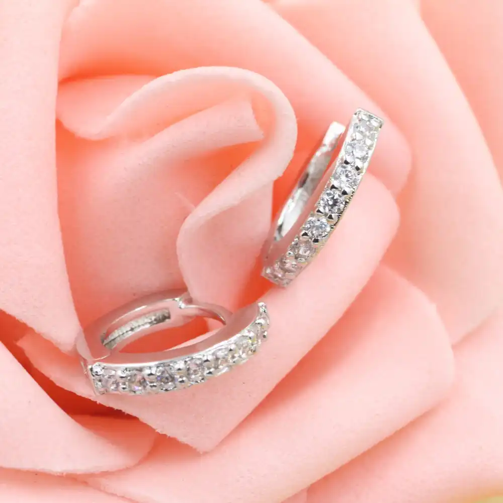 2017 Бесплатная доставка Jewelry 925 серебро один Micro декор циркон серебряные серьги циркон серьги позолоченный Женщины