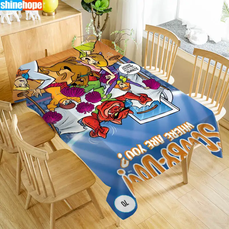  Scooby Doo Tablecloth Washable Cloth Thicken Oxford Rectangular Table Cloth for Wedding Customizabl