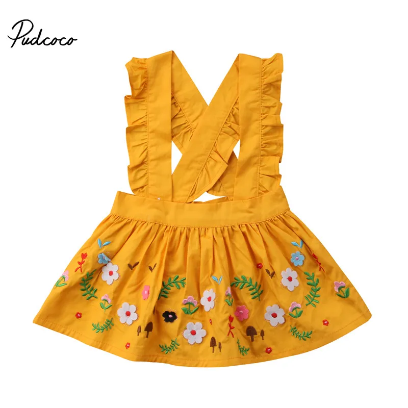 

PUDCOCO Princess Girls Baby Kids Dress with Suspender Party Cute Summer Tutu Dress Ruffle Clothes