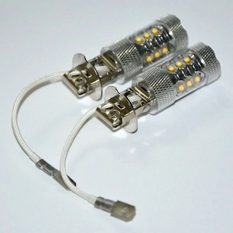 2 шт. HID Белый H3 высокой мощности 80 Вт 16 светодиодных ламп задний фонарь супер яркий автомобиль DRL Вождения противотуманных фар поворотник тормозной стояночный фонарь