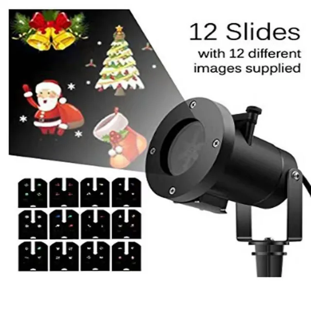 Cheap Projector Accessory Waterproof 12 Slides LED Projector Light Snowflake Spotlight Christmas Halloween Decoration US/EU/UK/AU Plug