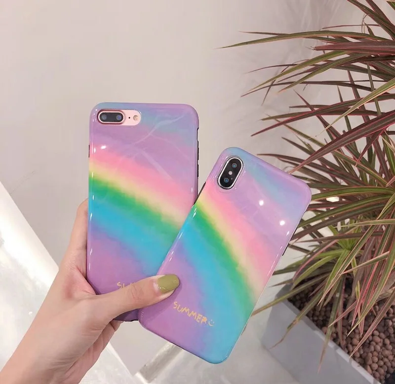 

Mr.orange Summer Gradient Rainbow for Apple iphone X Mobile Shell iphone7plus/8/6s Soft Silicone Fairy Fairy Protection shell