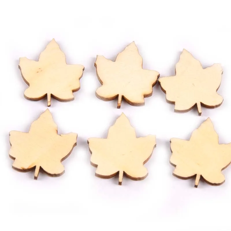 

Mix Natrual Maple Leaf Shape Wooden Crafts Home Decoration DIY Handmade Sewing Arts Scrapbooking Accessories 50Pcs 33x29mm M1567