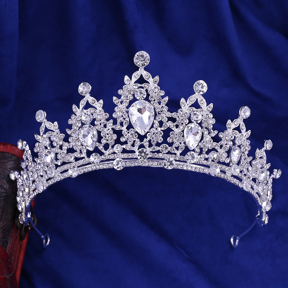 Wedding Coronal Tiara Rhinestones Crystal Bridal Headband Pageant Silver Princess Crown (11)
