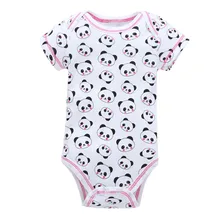 New Unisex Top Quality Baby Rompers Short Sleeve O-Neck Lovely Panda Polka Dot for 0-9 Months Newborn Baby