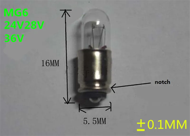 

10PCS 24V MG6 36v miniature Instructions light bulb Button light bulb MG6 24V~28V Lamp cap Diameter 5.5MM Groove bulb 36v MG6