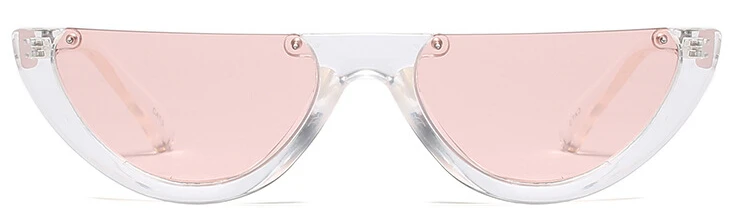 Крутые полу оправы узкие солнцезащитные очки для женщин индивидуальность модная рамка кошачий глаз солнцезащитные очки Женские Красочные UV400 - Цвет линз: transparent pink