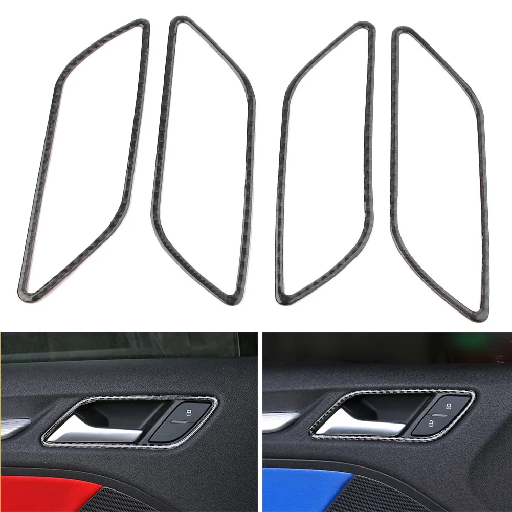 

4pcs Carbon Fiber Car Inner Door Handle Frame Trim Cover For Audi A3 S3 2014 2015 2016 2017 2018