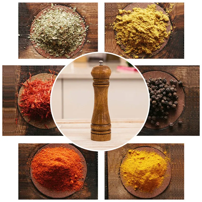 

TTLIFE 3 Size For 5,8,10 Inch Manual Wooden Cruet Pepper Mill Condiment Kitchen Oak Grinder Pepper Grinder Spice Milling Machine