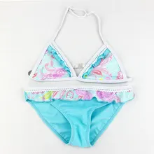 Новинка года, летняя детская одежда для купания, бикини для девочек, пляжные купальники, пляжная одежда, детский купальный костюм, кружевной плотный эластичный комплект бикини