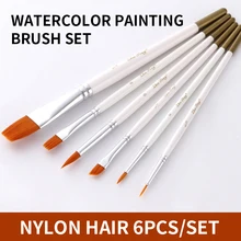 6 шт./компл. водостойкие нейлоновые кисти для рисования кисть разного размера короткая ручка цвет воды масляная акриловая кисть ручка художественные принадлежности