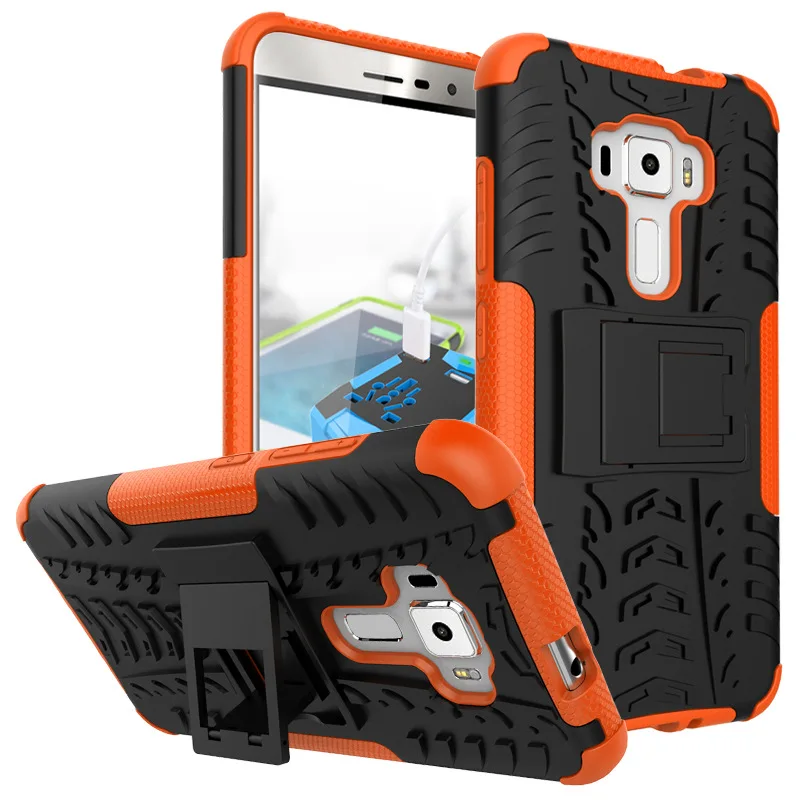 Orange Для Asus Z012D Z012DA Zenfone3 Zenfone 3 ZE552KL ZE552 KL ZE 552KL чехол Гибридный сверхпрочный бронированный из твердого пластика чехол-подставка для телефона - Цвет: Orange