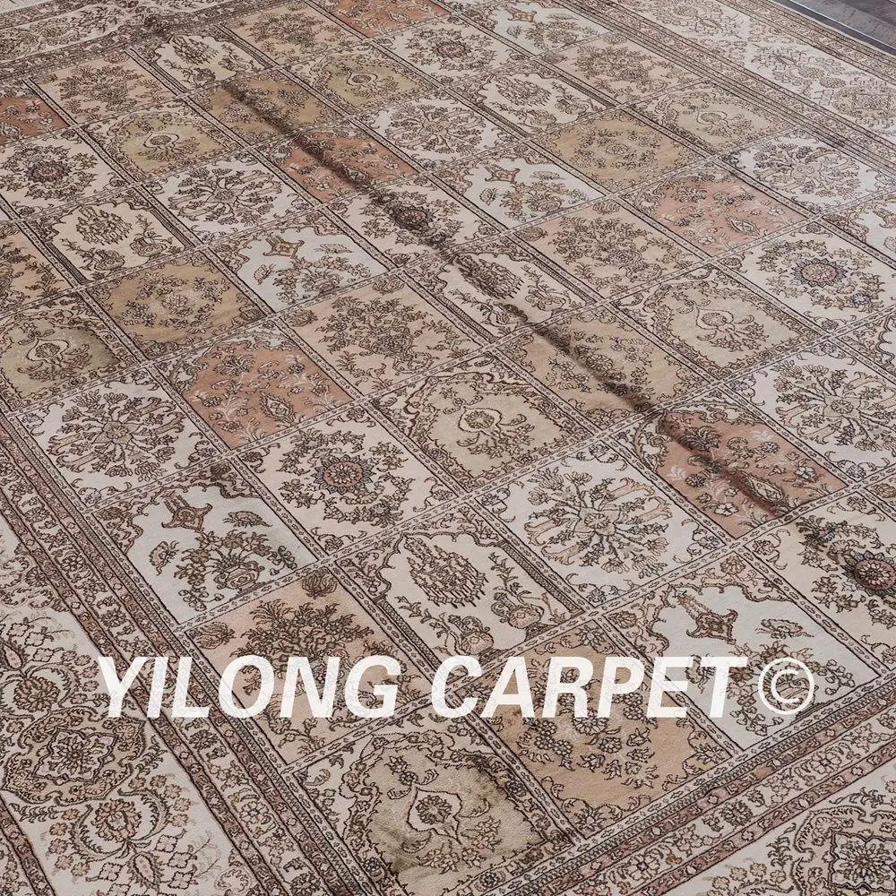 Yilong 9'x12 Тебриз шелковый ковер большой античная four seasons персидский ковер ручной работы шелк (yhw192b9x12)