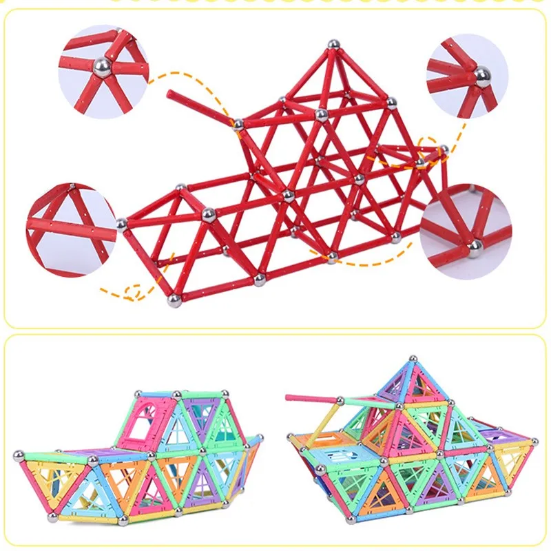 200 шт. магнитные стержни металлический шар Магнитный конструктор строительные блоки строительные игрушки для детей подарок DIY конструктор развивающие
