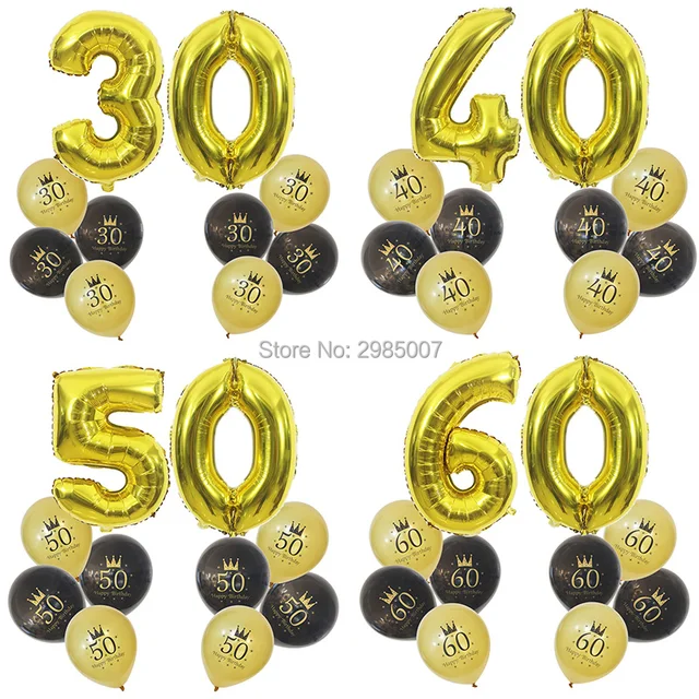 30th birthday balloon 40 50 60 70 80 years birthday party decorations number 30 adult gold black birthday party ballons