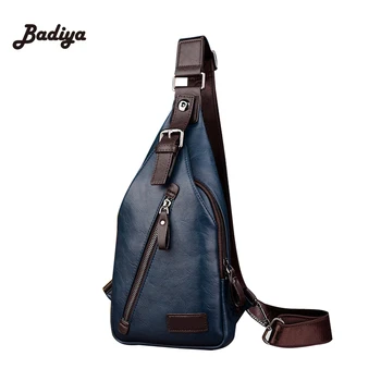 

Vintage Brand Male Chest Bag Single Shoulder Strap Back Bag Men Lazy Mochila Masculina Leather PU Travel Leisure Crossbody Bags