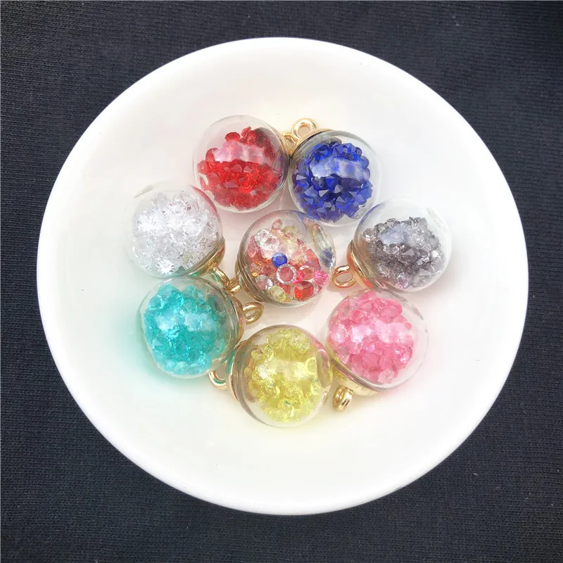 

10 PCS DIY hairpin jewelry accessories metal sense wishing sand bottle crystal transparent glass ball beads pendant pendant