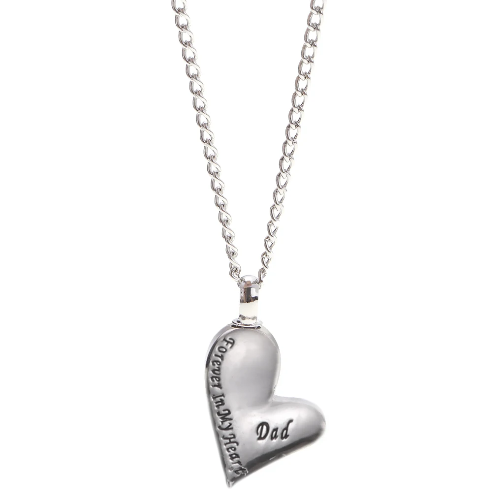 'Dad  forever in my heart' Urn Pendant Leaning Heart Memorial Keepsake Necklace Jewelry with Chain