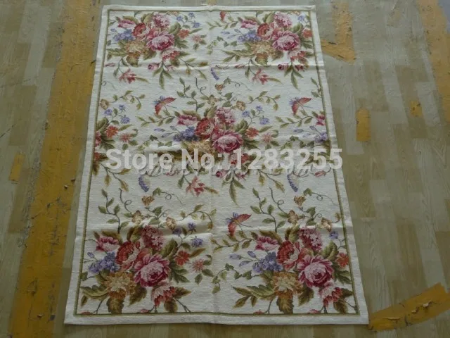 

Designer Throw Hand Stitched Needlepoint Art Antique Chinese Hand-made Wool Sofa Floor Use Antique