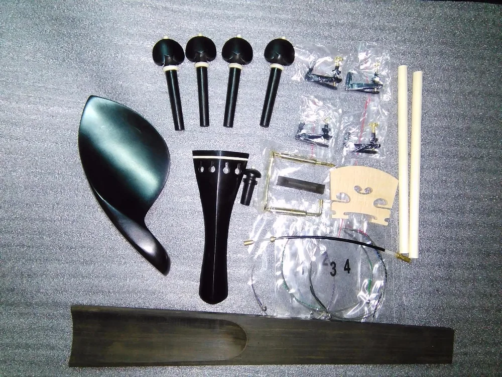 

1 Set Quality Ebony violin fitting 4/4 SF01 with fingerboard bridge sound post gut fine tuner etc