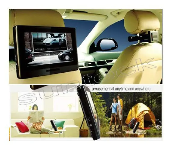 Excellent free shipping 9 inch active headrest car dvd with 32bit game+With Touch Screen +IR+USB+SD+FM 1