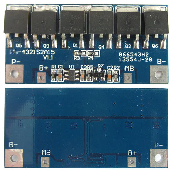 2S 15A 6 4 V LiFePO4 BMS/PCM/PCB Защитная печатная плата для 2 упаковок аккумуляторных батарей