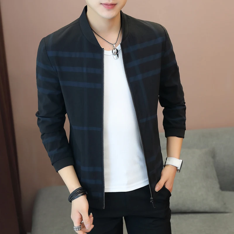 

Men's jackets spring and autumn 2018 new leisure plaid jackets male Korean version trim thin fashion handsome blouse