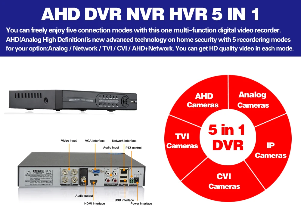 AHD-NH DVR 4 канала HDMI 1080 P 960 720 P 4ch гибрид AHD цифровой видеорегистратор гибридный видеорегистратор NVR ONVIF для безопасности ip камера P2P функция dvr-рекордер системы видеонаблюдения