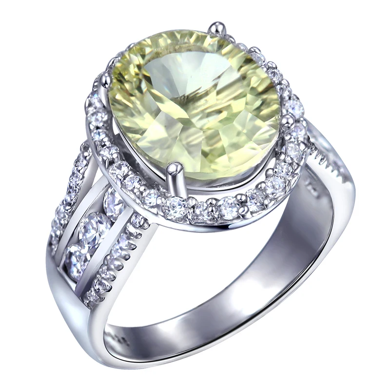 

Natural Lemon Crystal Quartz Ring Citrine 925 Sterling silver Woman Large Fine Elegant Jewelry Queen Birthstone Gift SR0082L