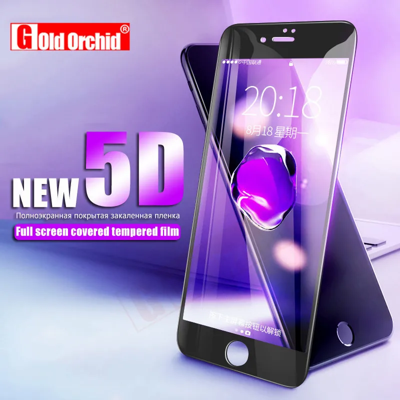 

5D Tempered Glass For iPhone 6 6S Plus Glass Screen Protector Full Cover Edge For iPhone X 7 8 Plus Protection Glass Film