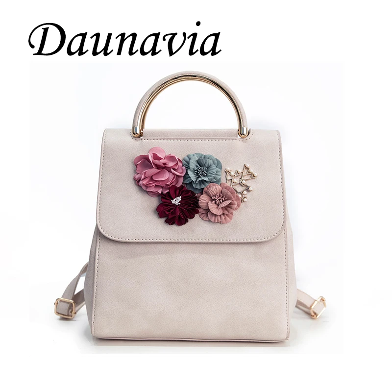 

DAUNAVIA 2019 PU Leather Women Backpack Female Japan and Korean Style Trend Three-dimensional Flower Women's Backpack