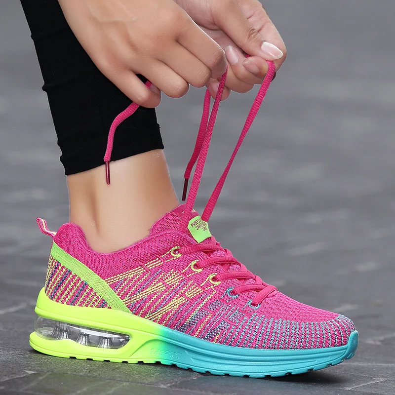 JINBEILEE New Flying Woven Air Cushion Women's Running Shoes Mesh Sports Shoes Flying Line Lightweight Shockproof Shoes JINBEILEE New Flying Woven Air Cushion Women's Running Shoes Mesh Sports Shoes Flying Line Lightweight Shockproof Shoes