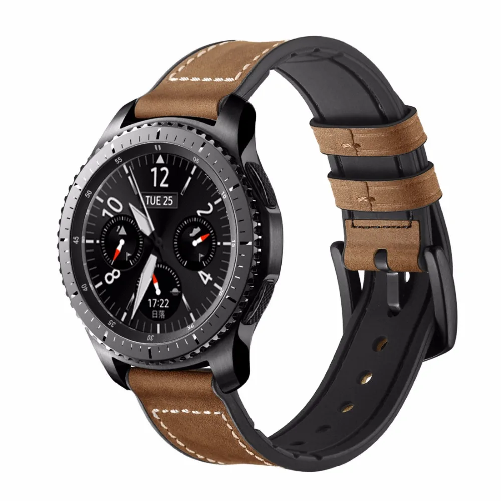 Leathe+ Силиконовый ремешок для samsung Galaxy watch 46 мм 42 мм active gear S3 huawei watch gt браслет amazfit grt 47 мм ремешок для часов