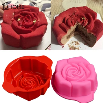 

Rose Shape Silicone Cake Mould Chocolate Pudding Mold Kitchen DIY Cake Baking Pan Cake Decocation Tools