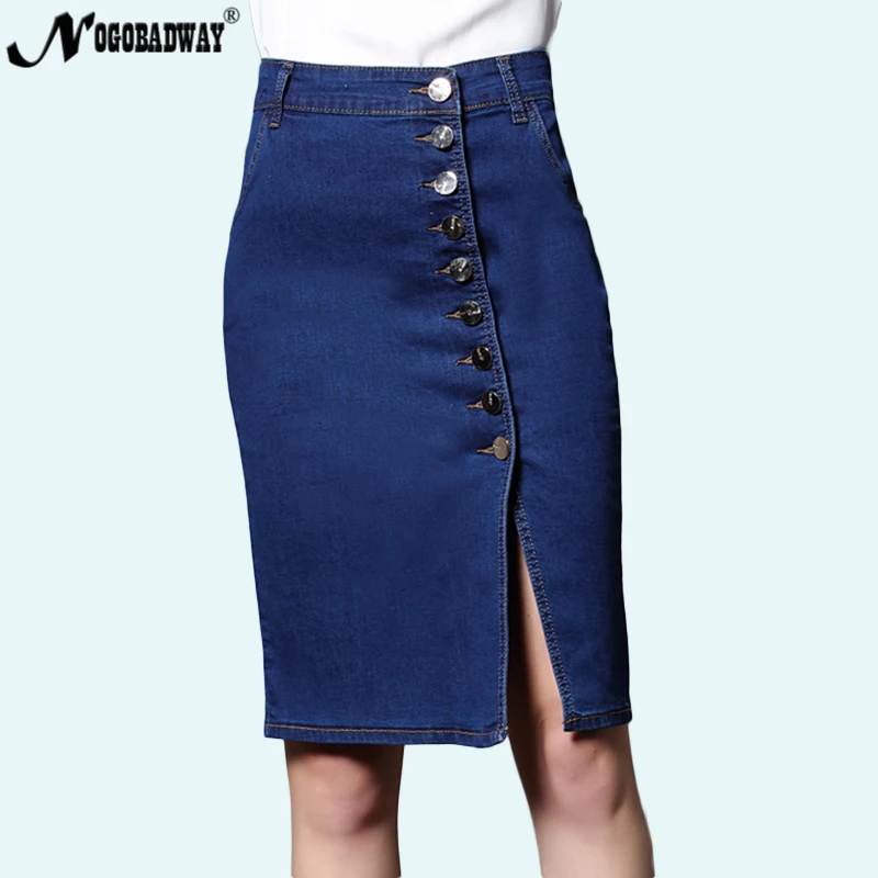 New arrival high waist denim skirt women 2018 summer skirts knee length