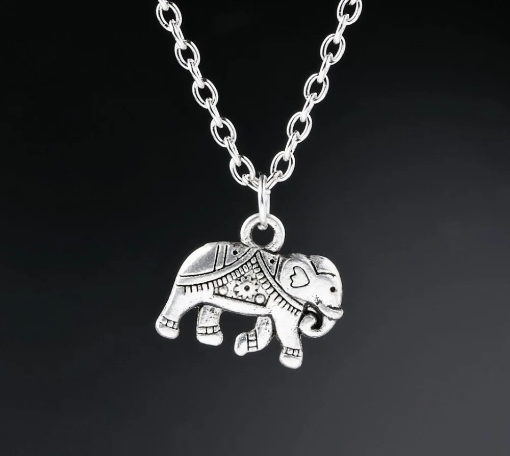 17x20MM New Charms Necklace Elephant Pendants Necklaces Antique Silver