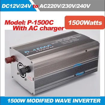 

P-1500C 1.5KW/1500W Solar Power Inverter Modified Sine wave Inverter DC 12/24V to AC 220/230/240V,50/60HZ with AC Charger