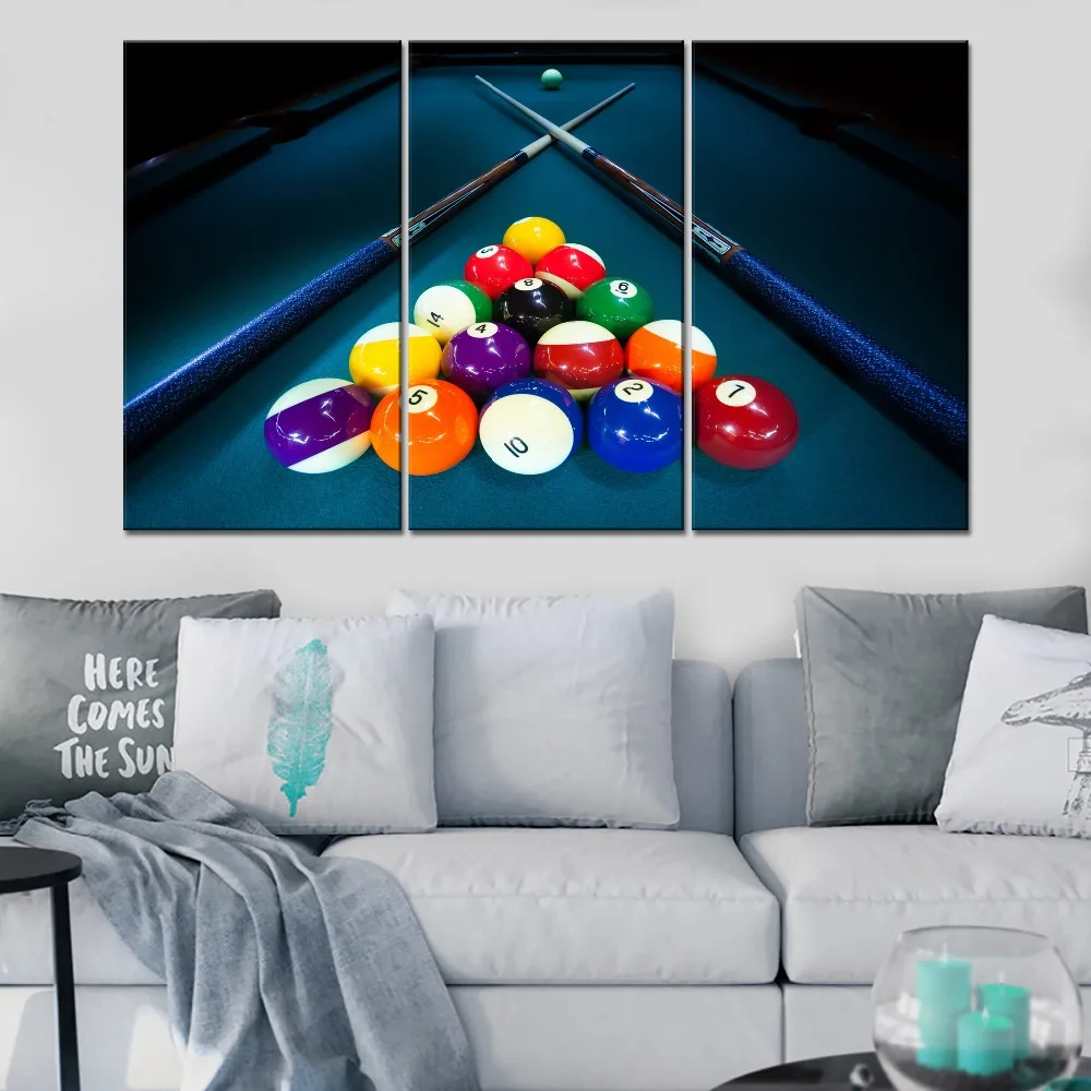 Billiard-Sport-Color-Balls-And-Cue-Painting-1-Piece-Style-Picture-High-Quality-Canvas-Print-Type (3)