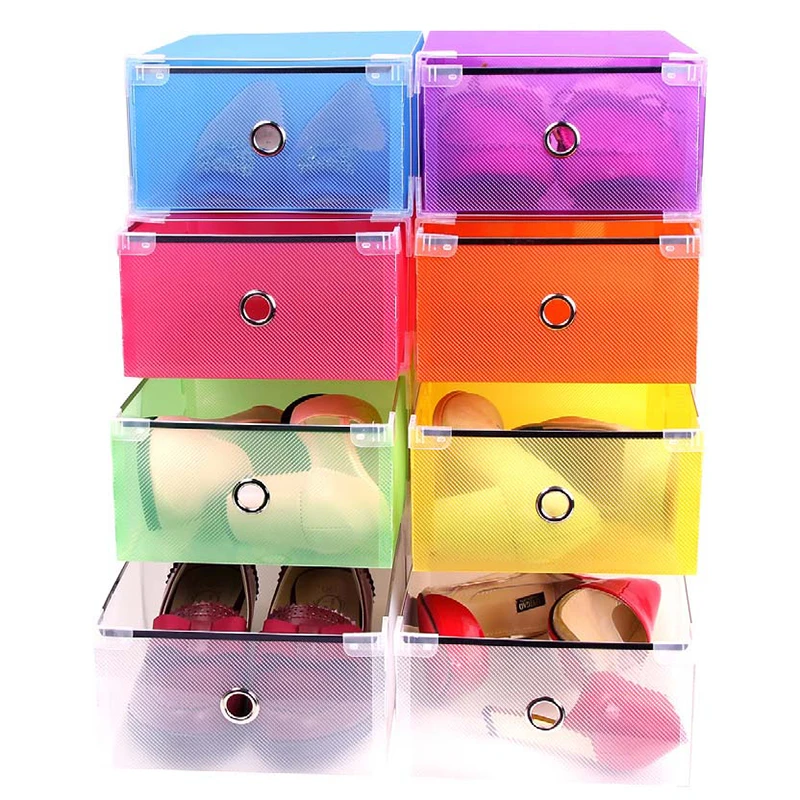

1PCS Shoe Storage Box Case Transparent Plastic Folding Storage Box Rectangle PP Shoe Organizer Thickened drawer Shoe Box