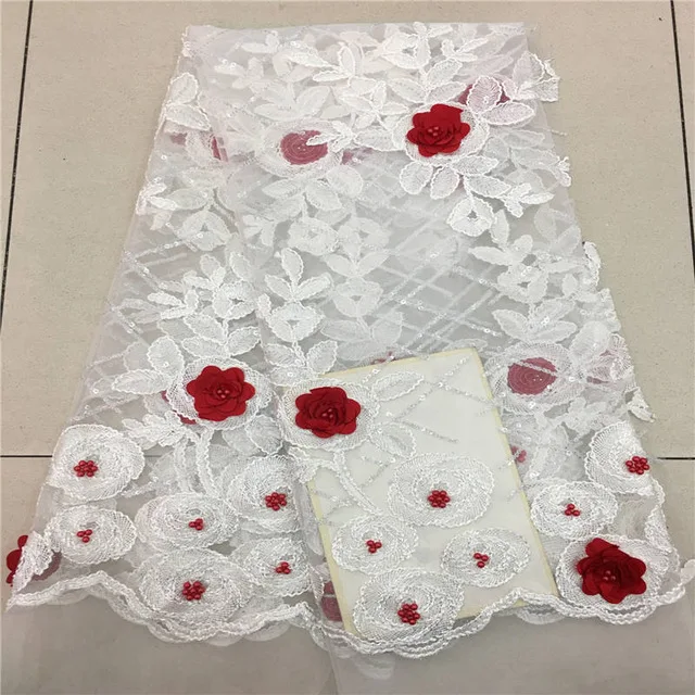 

White African Lastest Lace Fabric Embroidered Nigerian Laces Fabric Bridal High Quality French Tulle Lace Fabric For Women