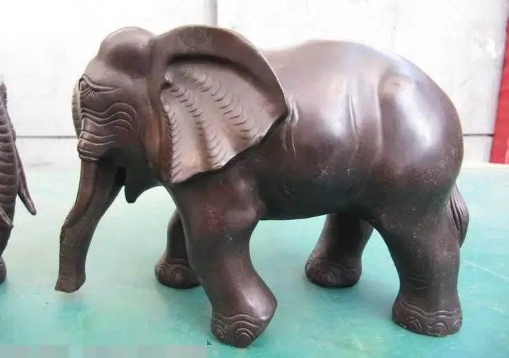 7 китайских медных бронзовых резных двух супружных слонов|statue|statue elephantstatue bronze |