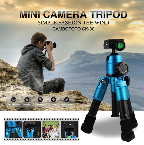 

DHL Blue Color Flexible 4 Sections Camera Cambofoto Tripod Portable Tripod Stand Compact Universal Metal Professional Tripod