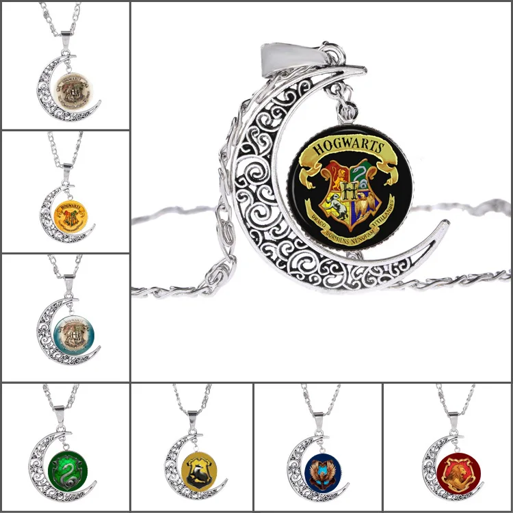 

10 Pcs/lot Harri Potter retro time glass crystal Moonstone sweater chain necklace Pendants toy gifts