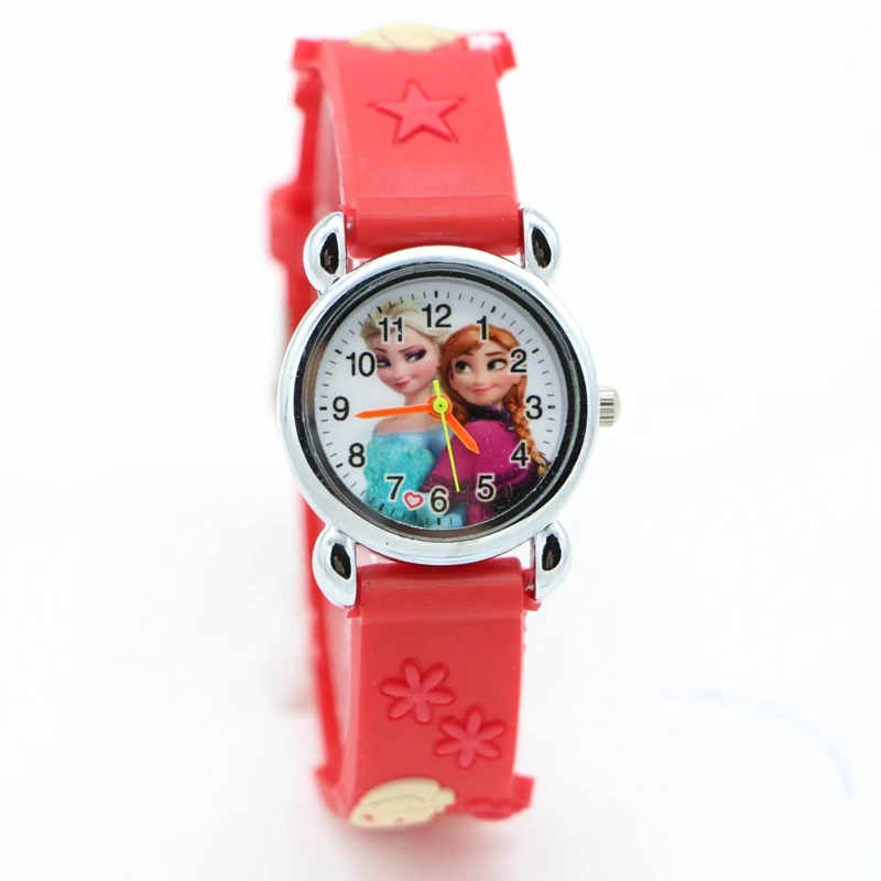 Relojes Mujer Infantil Reloj Снежная королева принцесса Эльза Анна мультфильм часы 3D Детские кварцевые наручные часы
