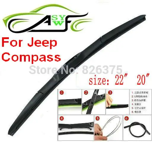Free shipping car wiper blade for Jeep Compass Size 22" 20" Soft Rubber