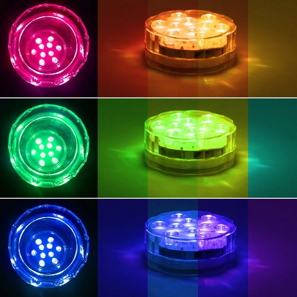 

Kitosun Battery Operated Remote Controlled 10 Multicolors RGB LED Vase light,7CM Submersible Waterproof Mini Led Light