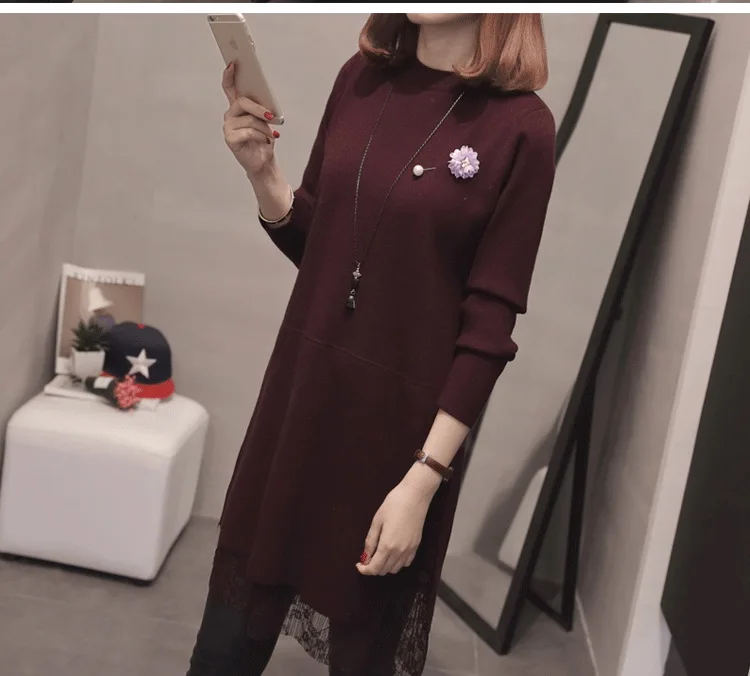 Женское трикотажное платье с кружевом большие размеры XXL 3XL L1663|Платья| |